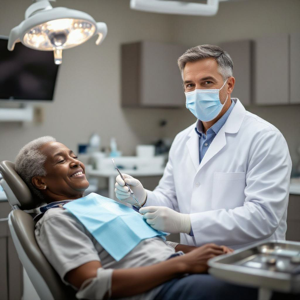 Dentista explicando plano de tratamento